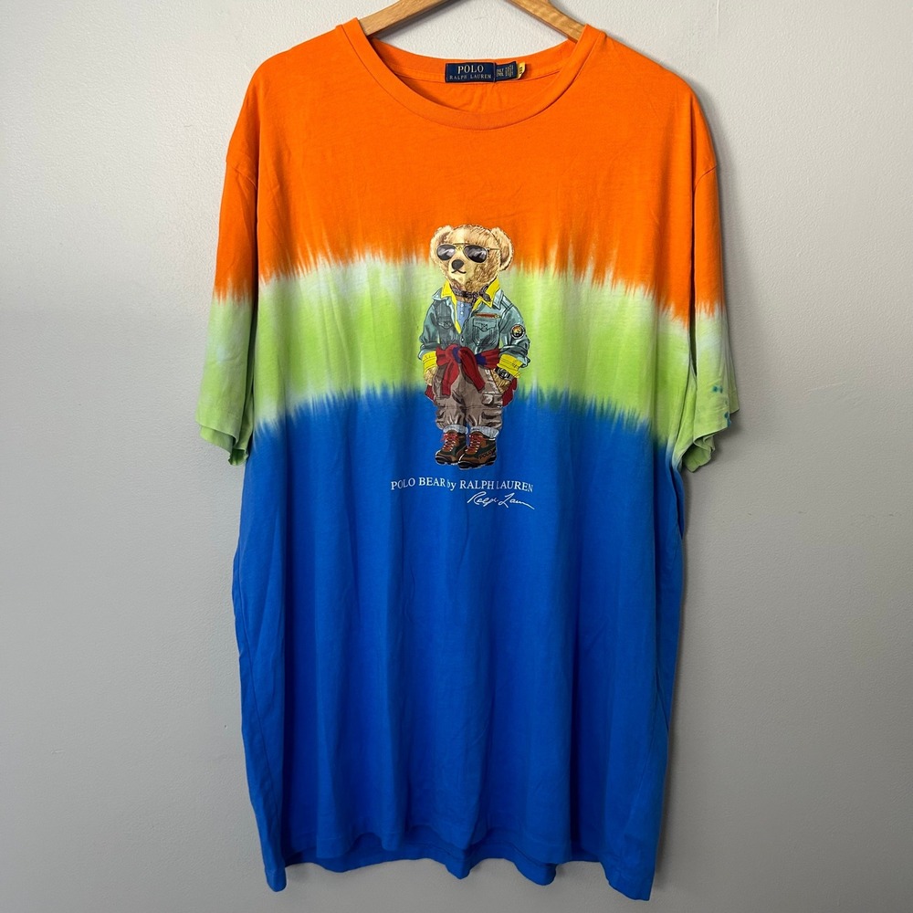 Polo Ralph Lauren Shirt Men 2XLT Tie Dye Polo Bear Graphic Big & Tall Tee